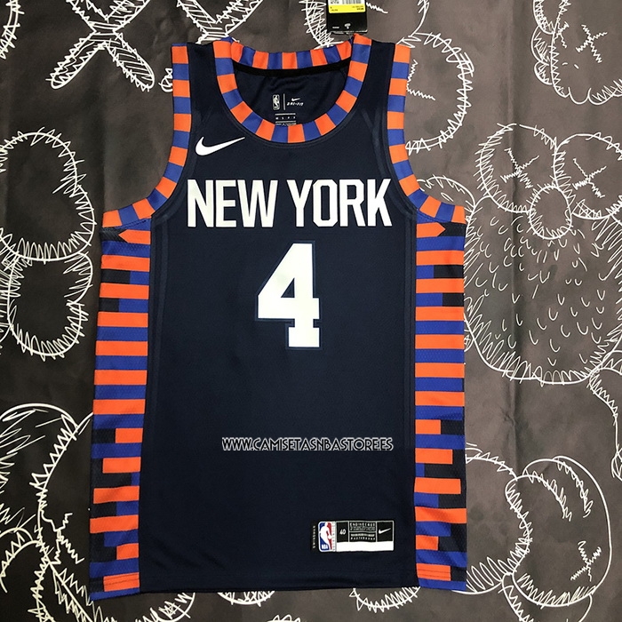 Derrick Rose NO 4 Camiseta New York Knicks Ciudad Edition 2019-20 Azul